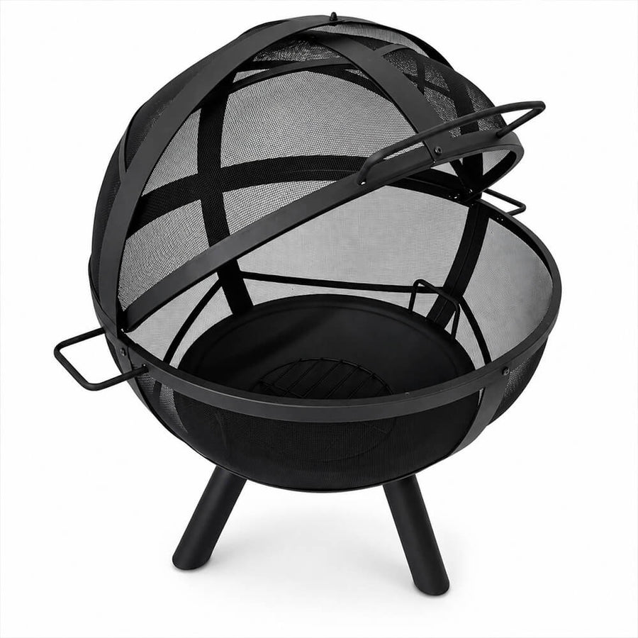 Ulkotulisija kannella 79,5 x 79,5 x 89,5 cm – kipinäsuojaverkko, teräs, musta