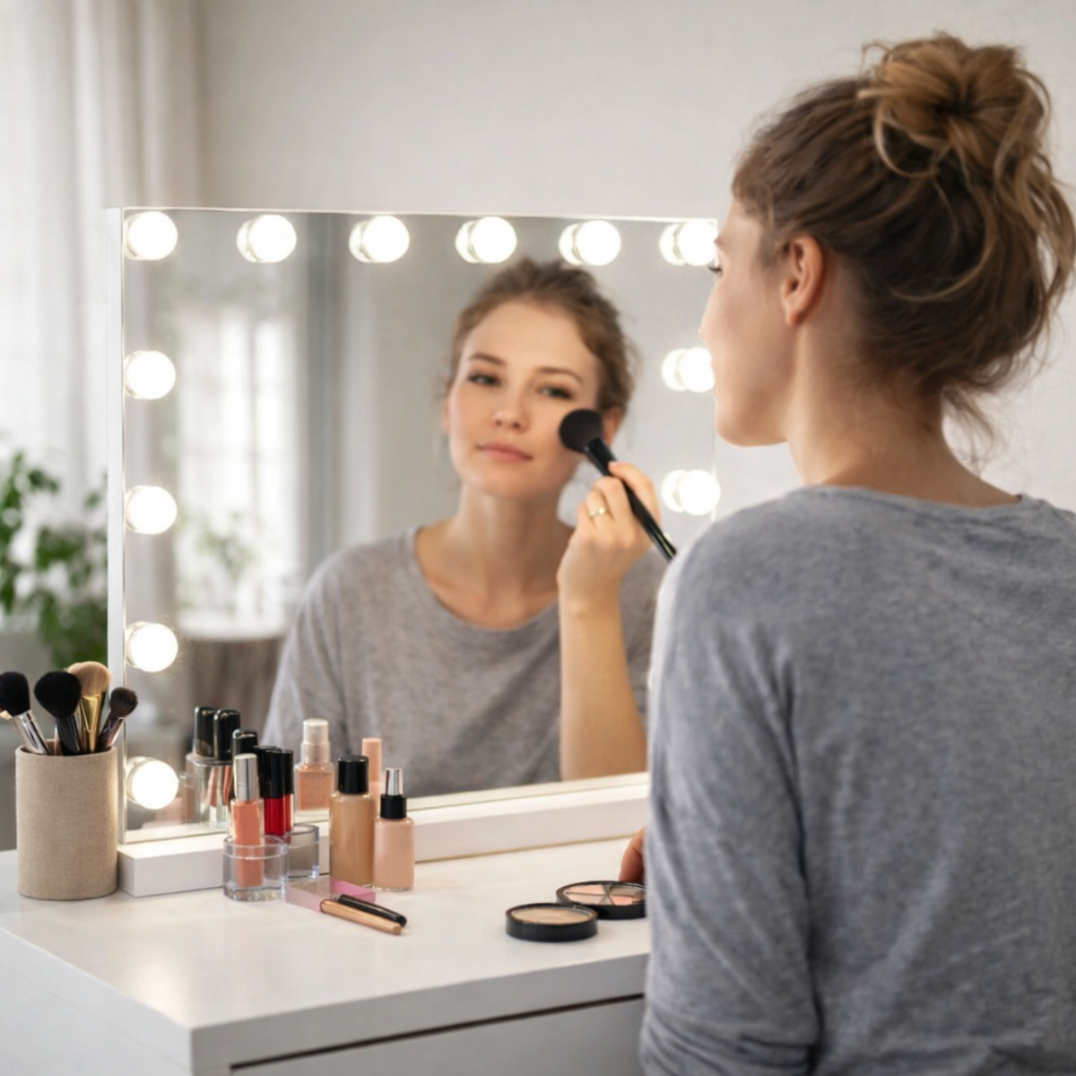 Pohjola Indoor Hollywood Meikkipeili Valoilla, Pöytä- ja Seinäkiinnitys, 58 x 46 x 12 cm