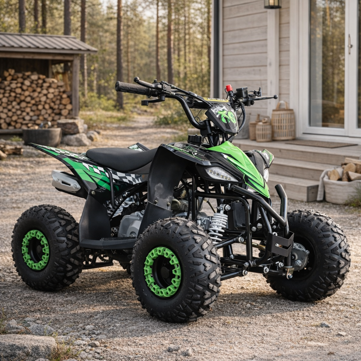 Pohjola Motors Minimönkijä 110CC Automaatti, musta-vihreä