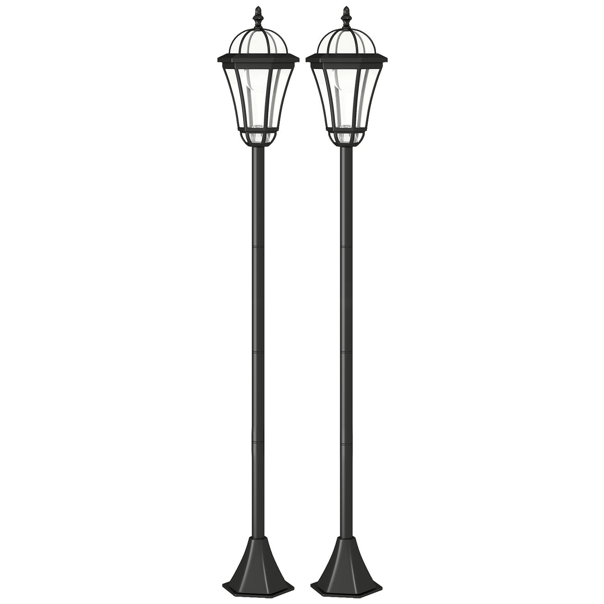 Aurinkopuutarhalyhdyt maapiikillä, 2 kpl, 129 cm, musta