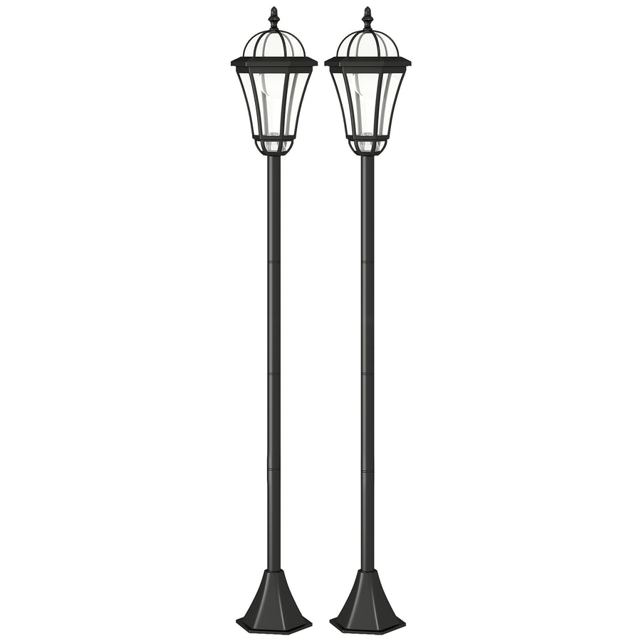 Aurinkopuutarhalyhdyt maapiikillä, 2 kpl, 129 cm, musta