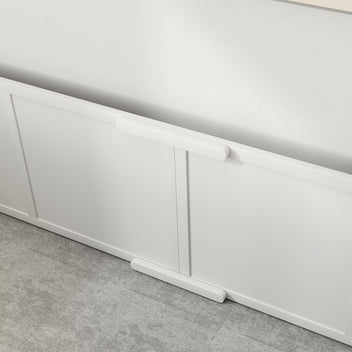 Pentulaatikko säädettävillä sisäänkäynneillä, mänty ja MDF, pienille ja isoille koirille, 196 x 96 x 48 cm, valkoinen