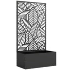 Metallinen istutuslaatikko lehtikuvioisella säleiköllä, 60 x 30 x 113 cm, musta