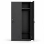 Metallinen Vaatekaappi 2 ovea, 180 cm, lukittava pukukaappi, musta