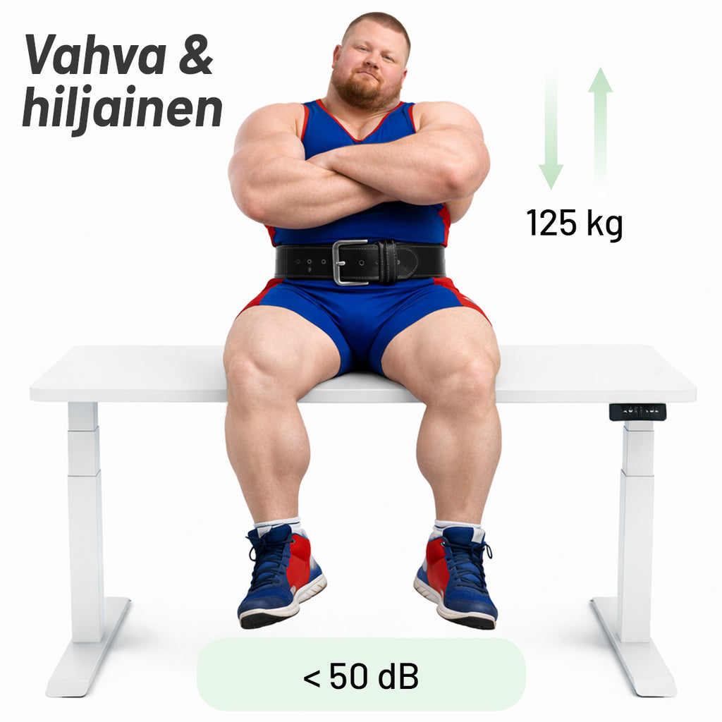 Elektriskt skrivbord 160 x 80 cm – höjdjustering 58–123 cm, 125 kg, vitt