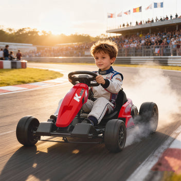 Lasten sähkökartingauto 24V driftitilalla, 6–18 km/h, säädettävä istuin, punainen