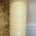 Kissan raapimispuu punotulla pesällä ja korilla, 74 cm, beige