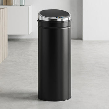 Sensoriroskakori 50 l, pyöreä, ruostumaton teräs, kosketukseton avaus, musta