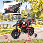 Lasten sähkömoottoripyörä Aprilia 12V, tukipyörät, iskunvaimentimet, USB, 3–8 v, punainen
