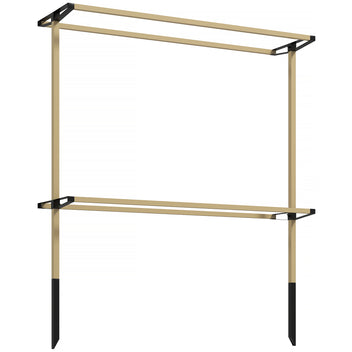 Kaksikerroksinen metallinen marjapensastuki, 119 x 34 x 139 cm, puukuvio