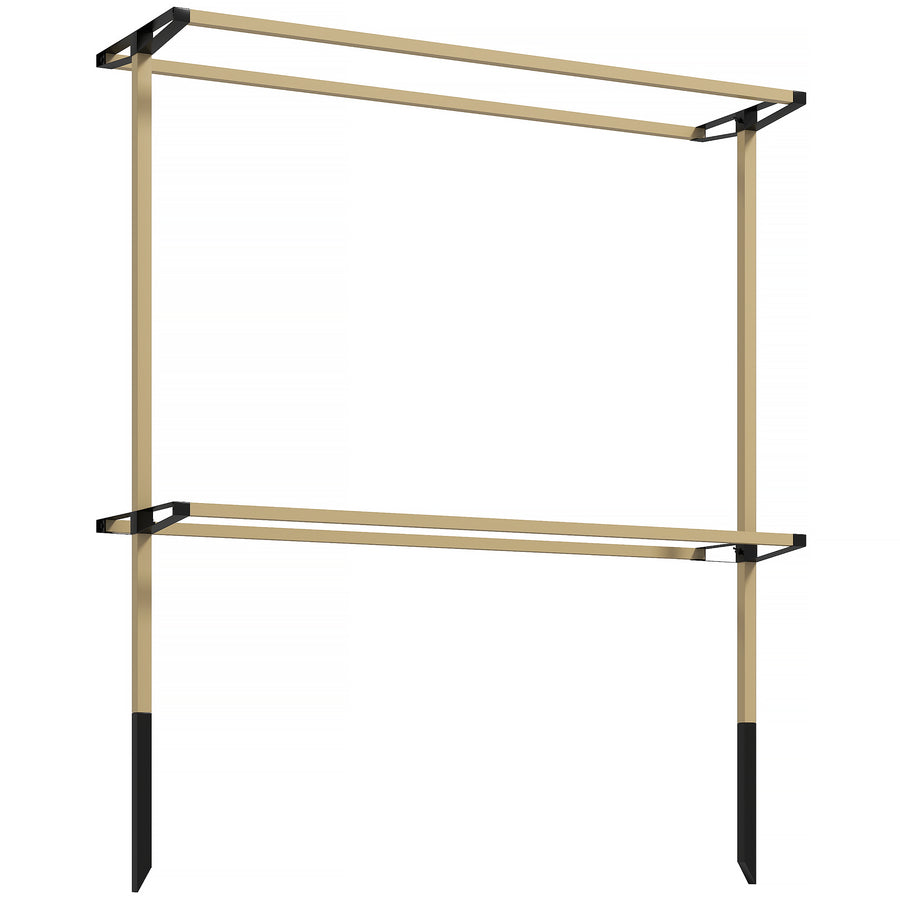 Kaksikerroksinen metallinen marjapensastuki, 119 x 34 x 139 cm, puukuvio