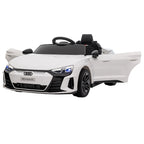 Lasten sähköauto Audi RS e-tron GT, kaukosäädin, turvavyö ja valot, 3–5 v, valkoinen