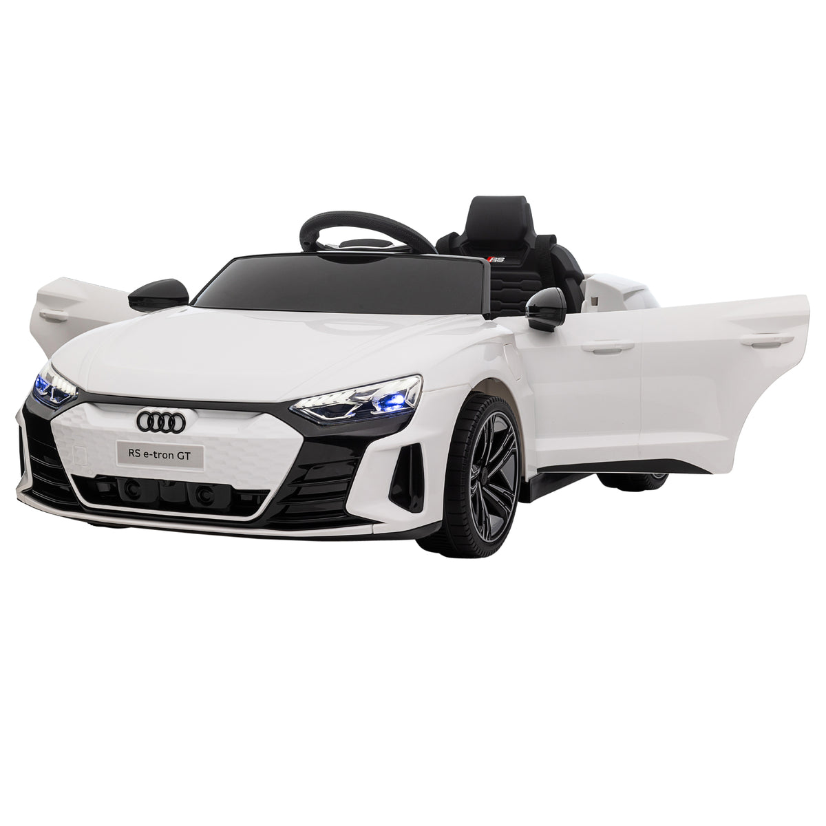 Lasten sähköauto Audi RS e-tron GT, kaukosäädin, turvavyö ja valot, 3–5 v, valkoinen