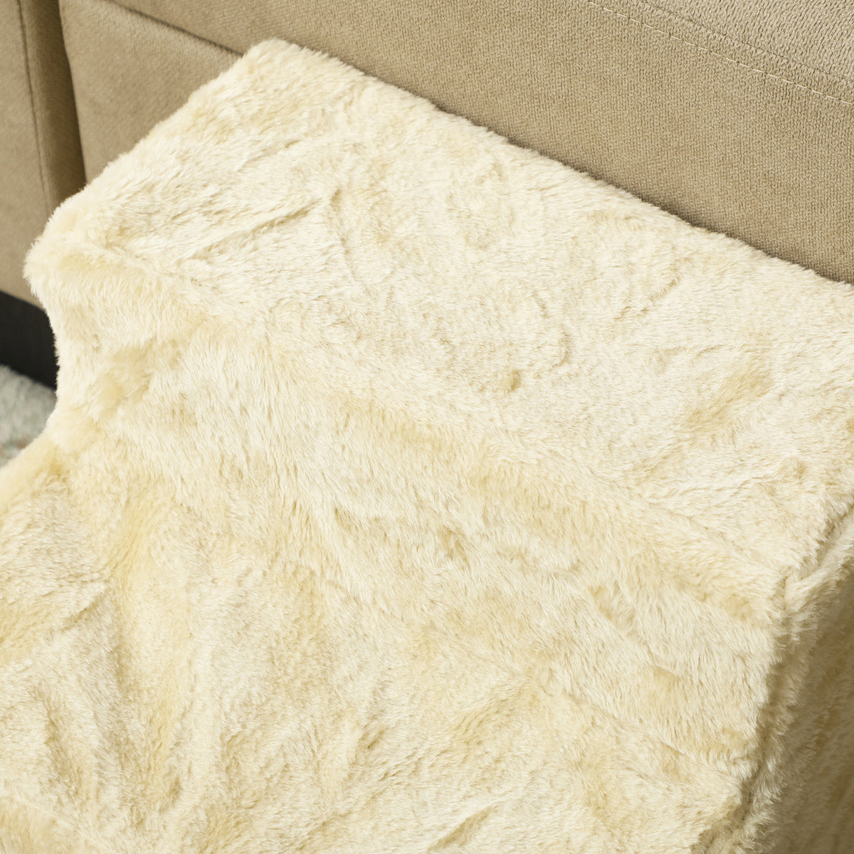 Kokoontaitettavat lemmikin portaat 3 askelmaa, pestävä pluchepäällinen, korkeus 35 cm, beige