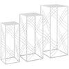 Pinottavat metalliset kukkajakkarat, 3 kpl, 50/60/70 cm, valkoinen