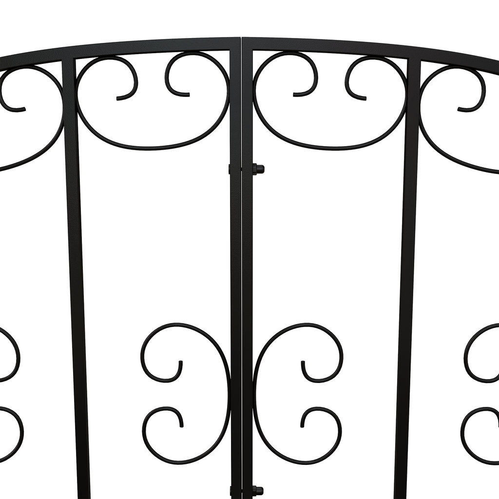 Koristeellinen metallinen puutarhasilta kaiteilla, 119 cm, musta