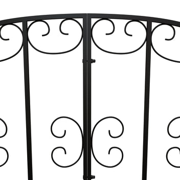 Koristeellinen metallinen puutarhasilta kaiteilla, 119 cm, musta