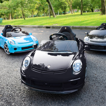 Lasten sähköauto RUF GT 12V, kaukosäädin, musiikki ja turvavyö, 3–5 v, musta