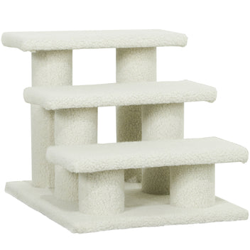 Lemmikkiportaat 3 askelmaa, pehmeä plyysi, 45 x 35 x 34 cm, beige