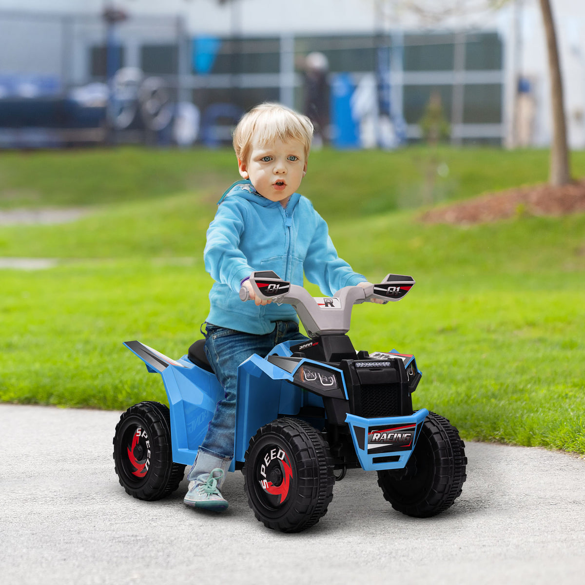 Sähkömönkijä lapsille 18–36 kk, sininen, 2,5 km/h, 25 kg kantavuus