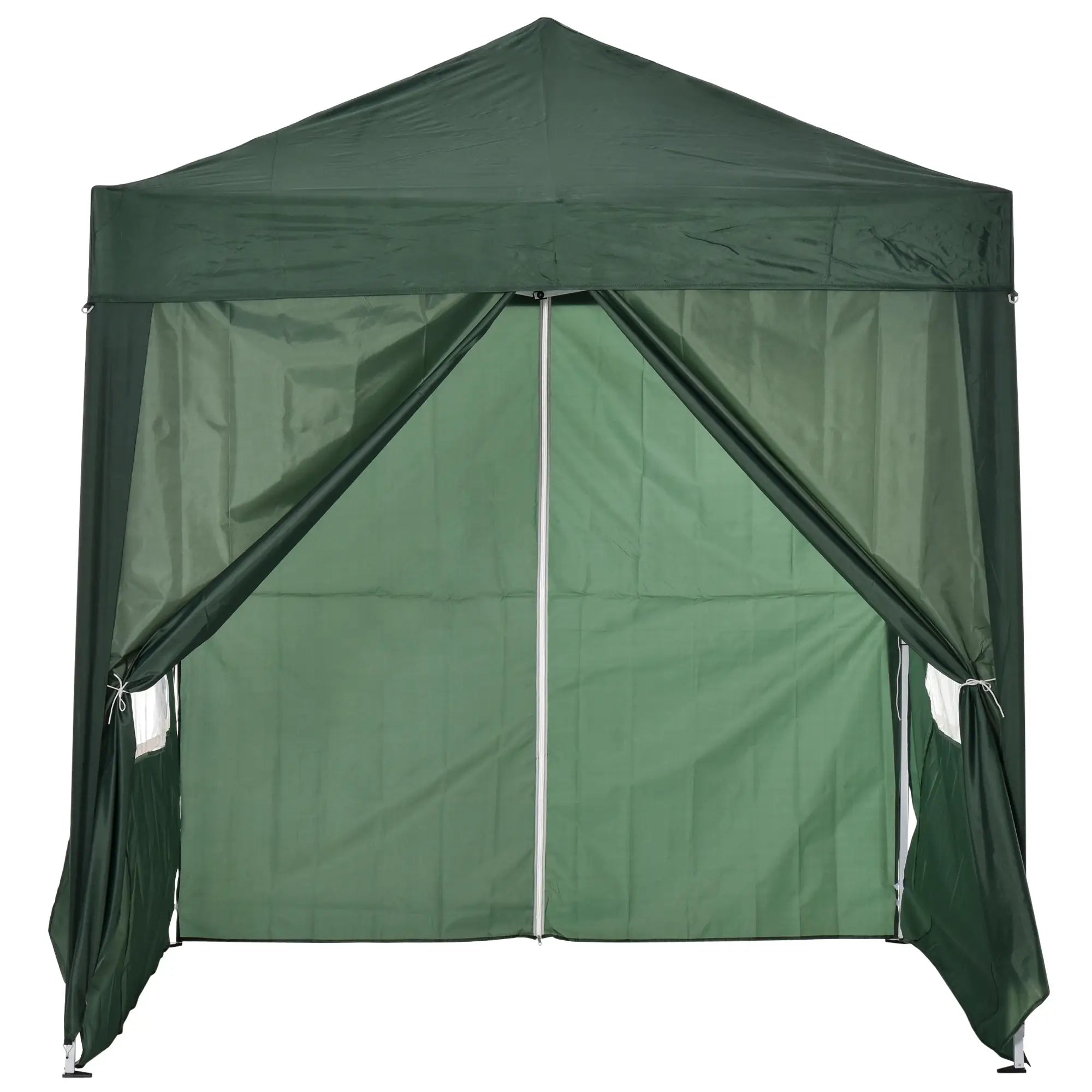 Pop up -paviljonki 2 x 2 m, 4 irrotettavaa sivuseinää ja kantolaukku, tummanvihreä