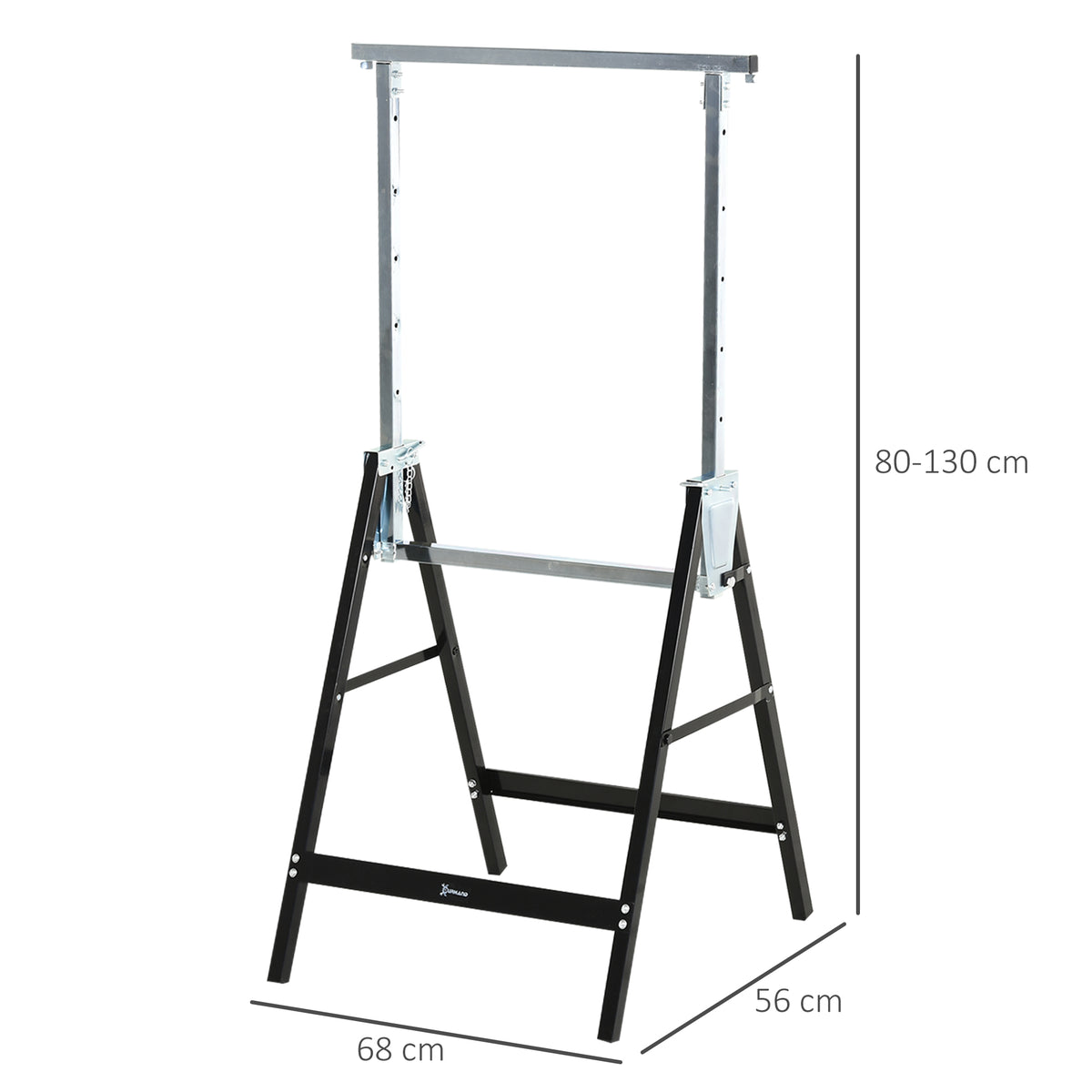 Telinepukki 2 kpl kevyt, PP-jalkasuojat, korkeus 80–130 cm, kantavuus 200 kg, 68 x 56 cm, musta