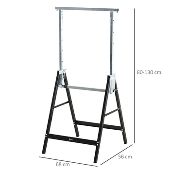 Telinepukki 2 kpl kevyt, PP-jalkasuojat, korkeus 80–130 cm, kantavuus 200 kg, 68 x 56 cm, musta
