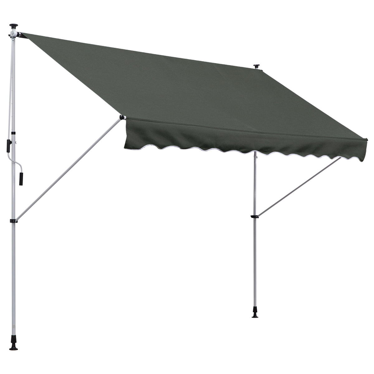 Puristustangollinen parvekemarkiisi, säädettävä 1,7–2,8 m, 3 x 1,5 m, harmaa