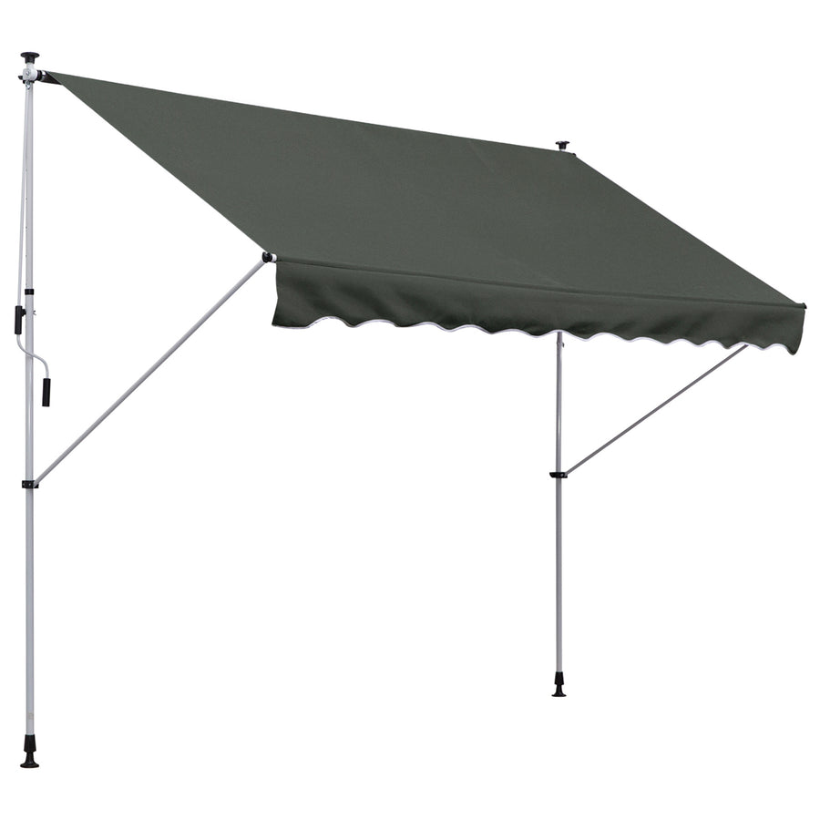 Puristustangollinen parvekemarkiisi, säädettävä 1,7–2,8 m, 3 x 1,5 m, harmaa