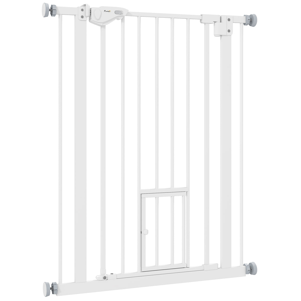 Koiraportti kissaluukulla, automaattisesti sulkeutuva, ilman porausta, leveys 74–80 cm, korkeus 91 cm, valkoinen