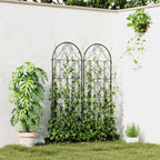 Maahan painettavat metallisäleiköt köynnöksille, 2 kpl, 50 x 150 cm, musta