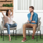Boho-tyyliset terassituolit punotulla istuinkuorella ja tyynyillä, 2 kpl, beige