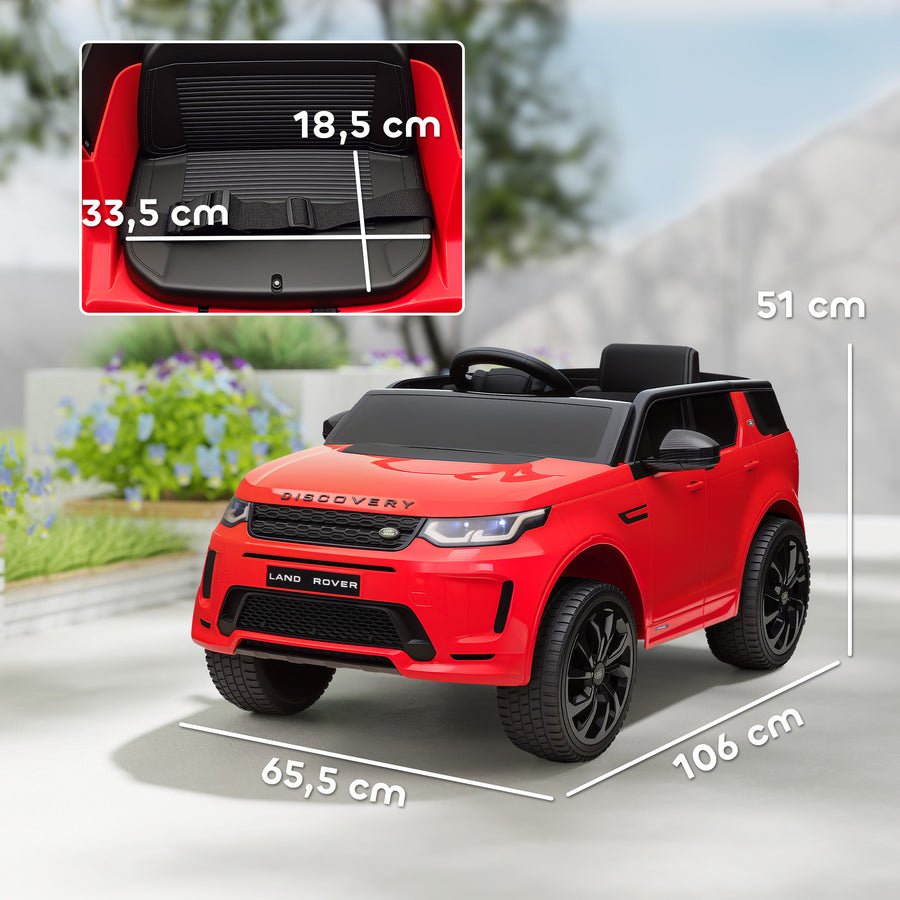 Land Rover Discovery Sport lasten sähköauto 12V – punainen, kauko-ohjattava, valot ja musiikki