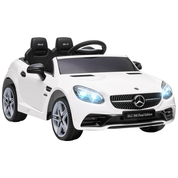 Lasten sähköauto Mercedes SLC 300, kaukosäädin, LED-valot ja musiikki, 3–6 v, valkoinen
