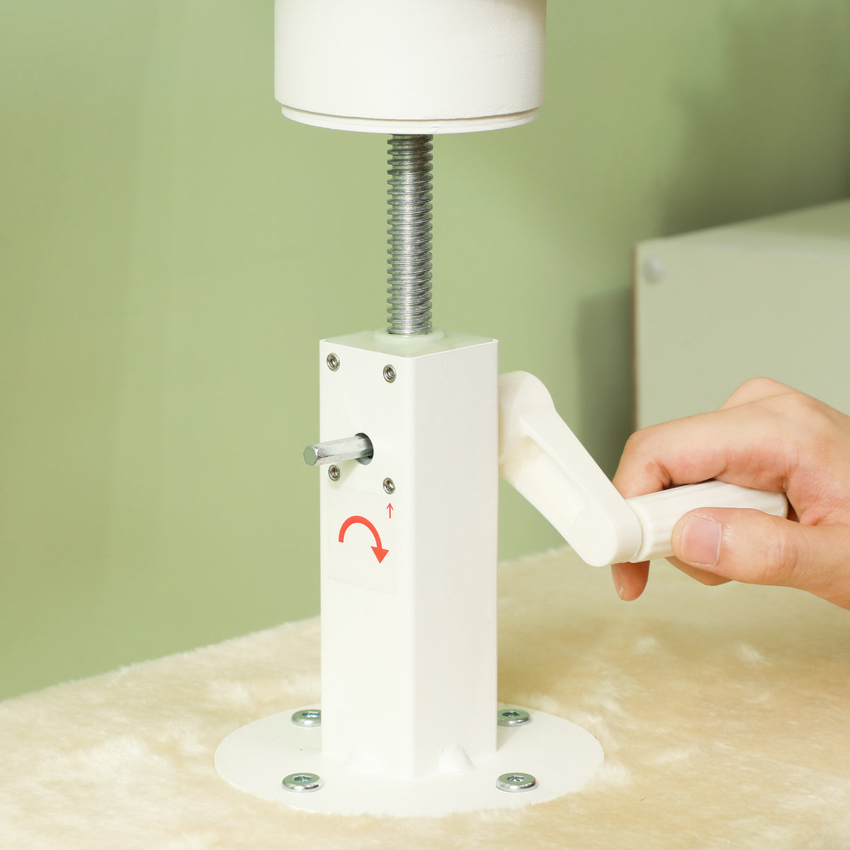 Kattoon ulottuva kissan raapimispuu, säädettävä 225–275 cm, kermanvalkoinen
