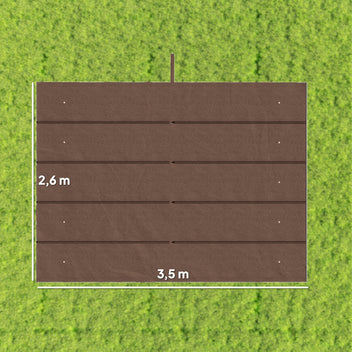 Varakangas 4 x 3 m pergolaan liukukatolla, 350 x 260 cm, kahvinruskea