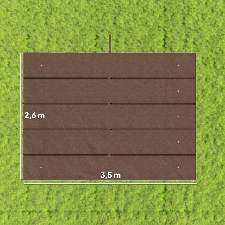 Varakangas 4 x 3 m pergolaan liukukatolla, 350 x 260 cm, kahvinruskea