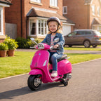 Lasten sähkömopo Vespa 6V tukipyörillä, FM-radio, musiikki ja valo, 3–6 v, pinkki