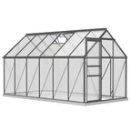 Iso alumiininen polykarbonaattikasvihuone perustuksella, 7,1 m², tummanharmaa