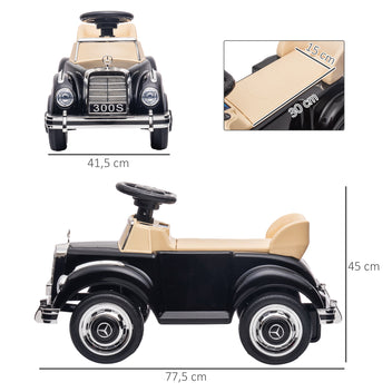 Lasten potkuauto Mercedes-Benz 300 S, säilytystila istuimen alla, 18–48 kk, musta