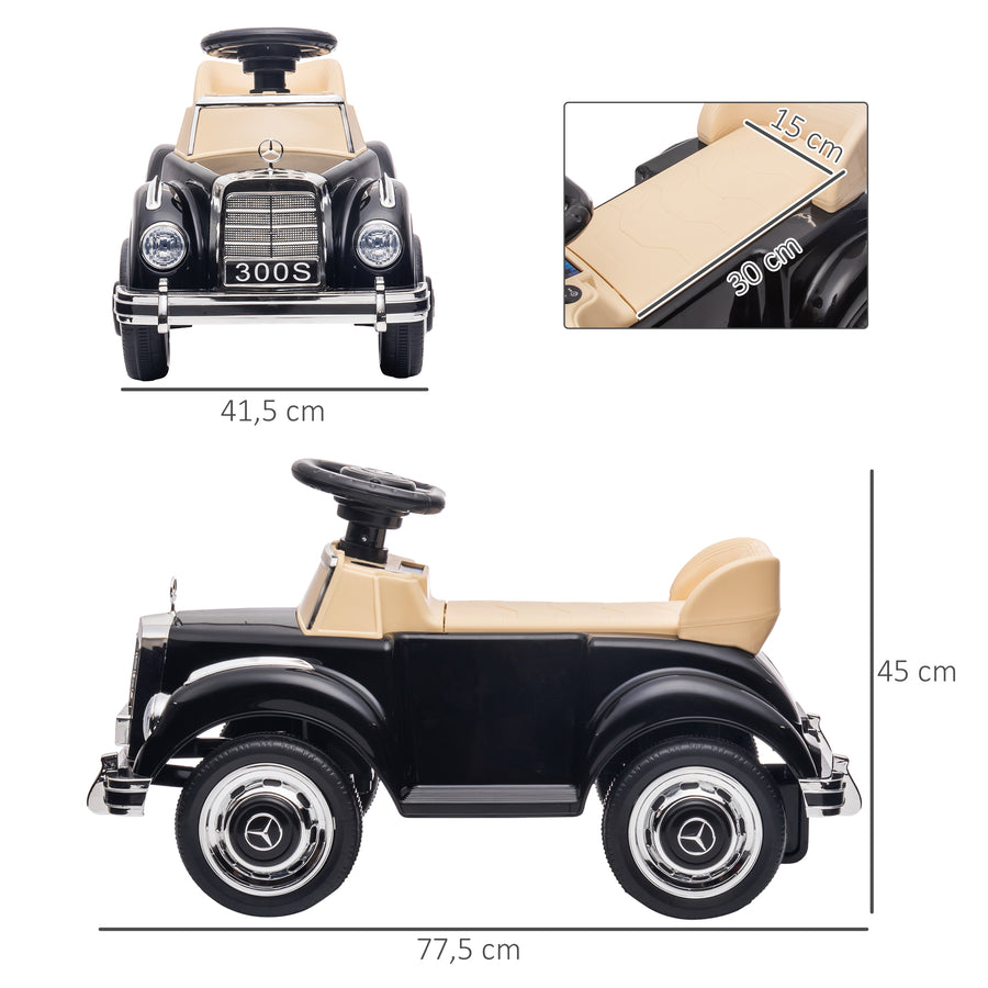 Lasten potkuauto Mercedes-Benz 300 S, säilytystila istuimen alla, 18–48 kk, musta