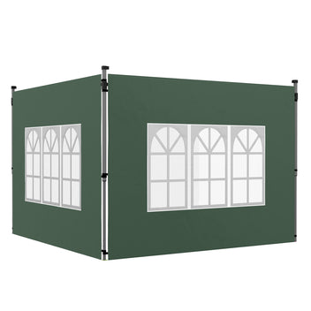 Ikkunalliset sivuseinät pop-up-paviljonkiin 3 x 3 / 3 x 4 m, 2 kpl, vihreä