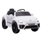 Lasten sähköauto Volkswagen Beetle 12V, kaukosäädin, radio ja musiikki, 3–5 v, valkoinen