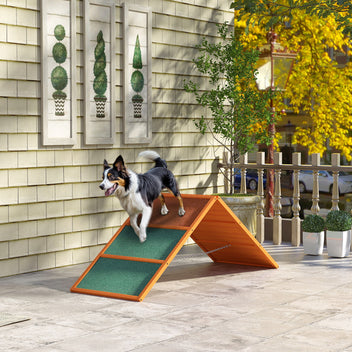 Koiran agility A-este, korkeus säädettävä, liukumaton, kuusi, 173 x 59 x 66 cm, oranssi