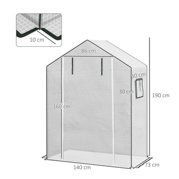 Varakate kasvihuoneeseen 845-511, 140 x 73 x 190 cm, valkoinen
