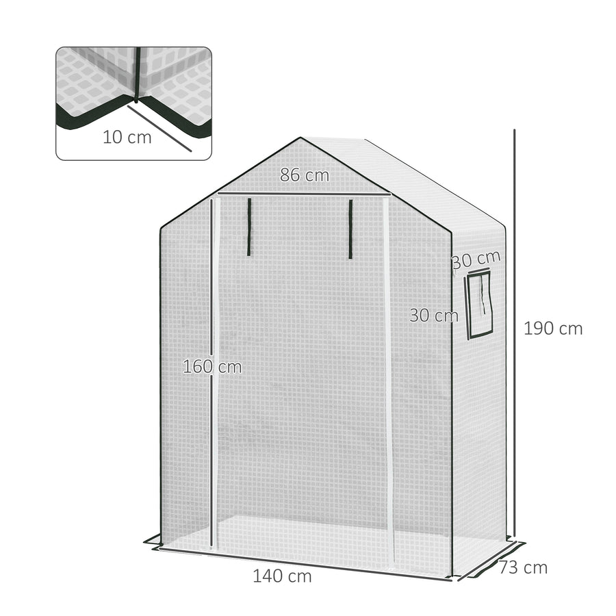 Varakate kasvihuoneeseen 845-511, 140 x 73 x 190 cm, valkoinen