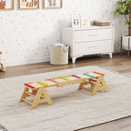 Lasten keinulauta ja tasapainopuomi 2-in-1, puu, 133 x 38 x 24 cm, 2–4 v