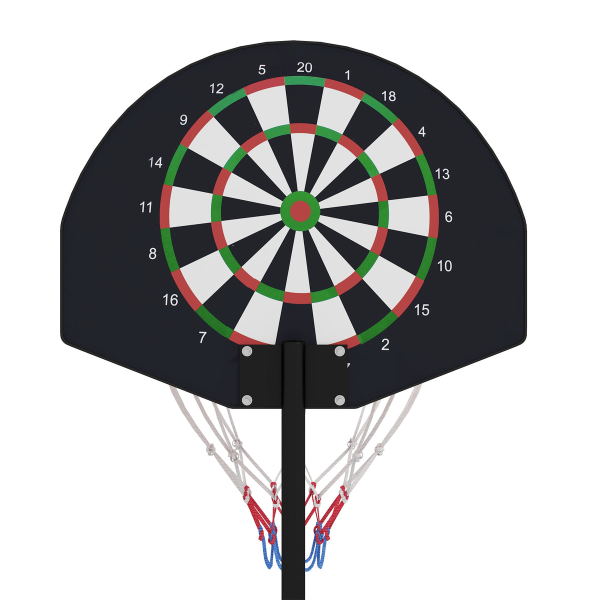 Koripalloteline ja magneettinen tikkataulu 2-in-1, korin korkeus 98–148 cm, musta