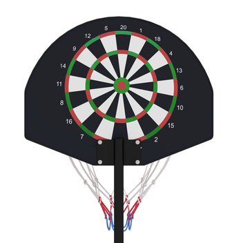 Koripalloteline ja magneettinen tikkataulu 2-in-1, korin korkeus 98–148 cm, musta