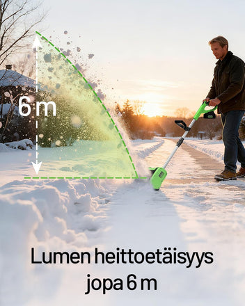 Batteridriven snöskopa 10" 20V Li-ion – arbetsbredd 25,4 cm, batteri och laddare ingår